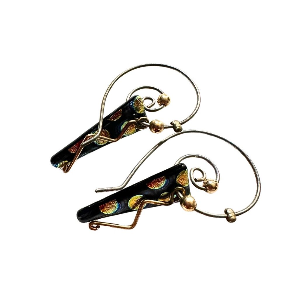 Artistic Flair: Spiraled Gold Earrings with Vibrant Accents